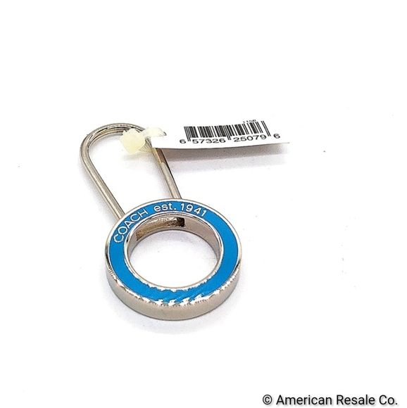 NWT COACH Vintage Sky Blue Enamel Pinch Lock Locket Keychain FOB purse charm - Picture 5 of 9